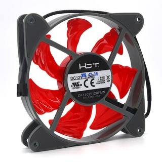 140mm pwm cpu cooling fan computer pc set up 12V 800-1400RPM 38-62CFM 0.24A silent Red Blade DF14025RFMN cooler