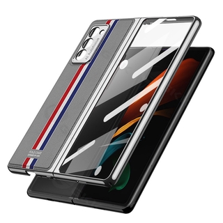 เคสโทรศัพท์มือถือหนัง + กระจกนิรภัยสําหรับ Samsung Galaxy Z Fold 2