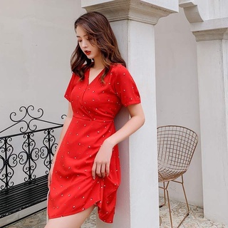 ker001# red flower dress