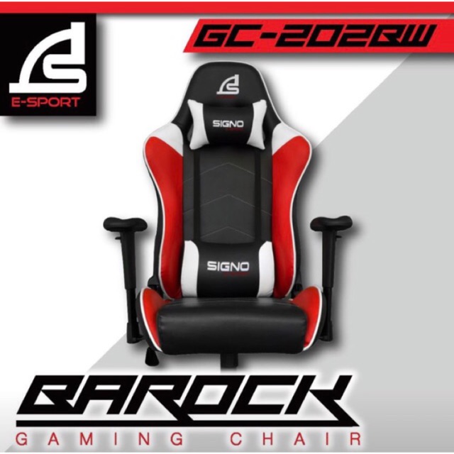 GAMING CHAIR SIGNO E-SPORT BAROCK GC-202 (WHITE/RED) เก้าอี้เกมมิ่งเกียร์ ส่งฟรี‼️