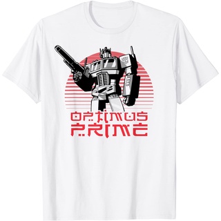 เสื้อยืดอินเทรนด์ผู้ชายอินเทรนด์ผู้หญิงเสื้อยืด พิมพ์ลาย Transformers Optimus Prime Lined Sunset Portrait สําหรับผู้ชายS