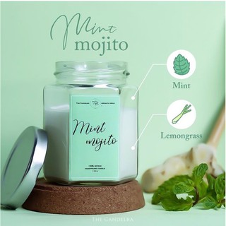 เทียนหอมไขถั่วเหลือง 100% กลิ่น Mint Mojito