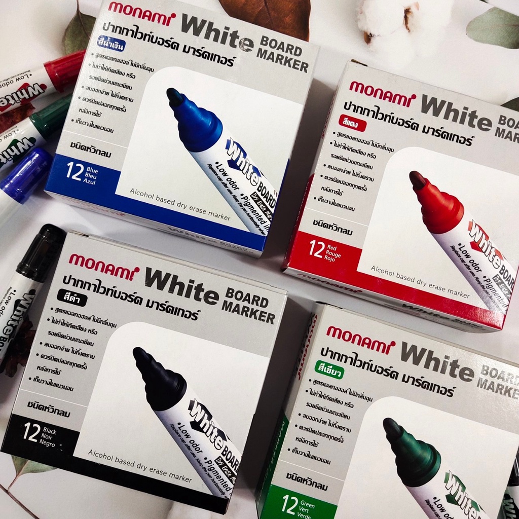 ปากกาไวท์บอร์ด Monami โมนามิ ยกกล่อง (12ด้าม/กล่อง) whiteboard marker BM500