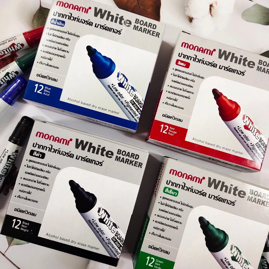 ปากกาไวท์บอร์ด Monami โมนามิ ยกกล่อง (12ด้าม/กล่อง) whiteboard marker BM500 ถูกที่สุด