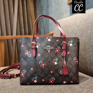 (แท้ 💯%‼ Factory ไม่ใช่งานออก Shop) CO ACH C4250 MOLLIE TOTE 25 IN SIGNATUE CANVAS WITH HEART FLORAL