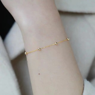 ลูกปัดกลมเล็ก สร้อยข้อมือเหล็กไทเทเนียมสีโรสโกลด์/ข้อเท้าสาว…