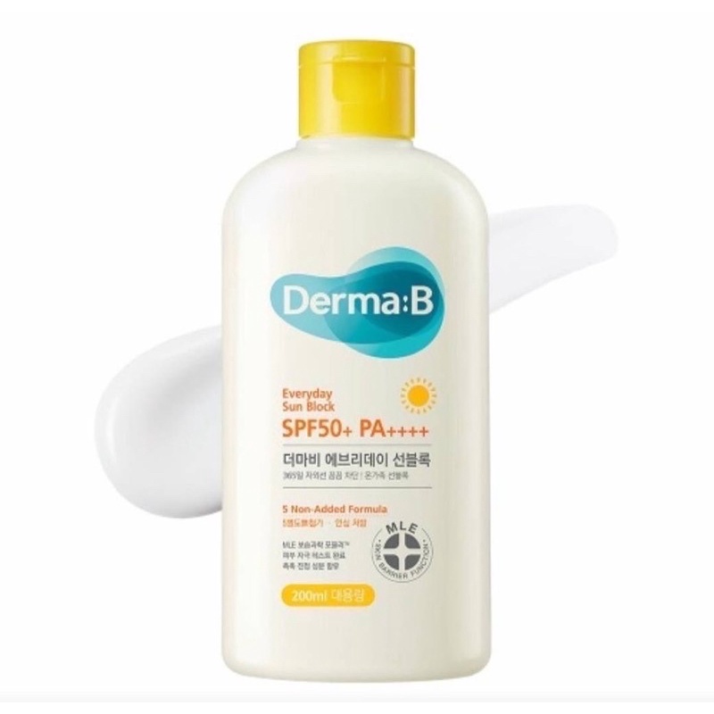 Derma:B Everyday Sun Block SPF50+ PA++++ ขนาดใหญ่​ 200 ml กันแดดใช้ได้ทั้งหน้าและตัว กันแดดเกาหลี