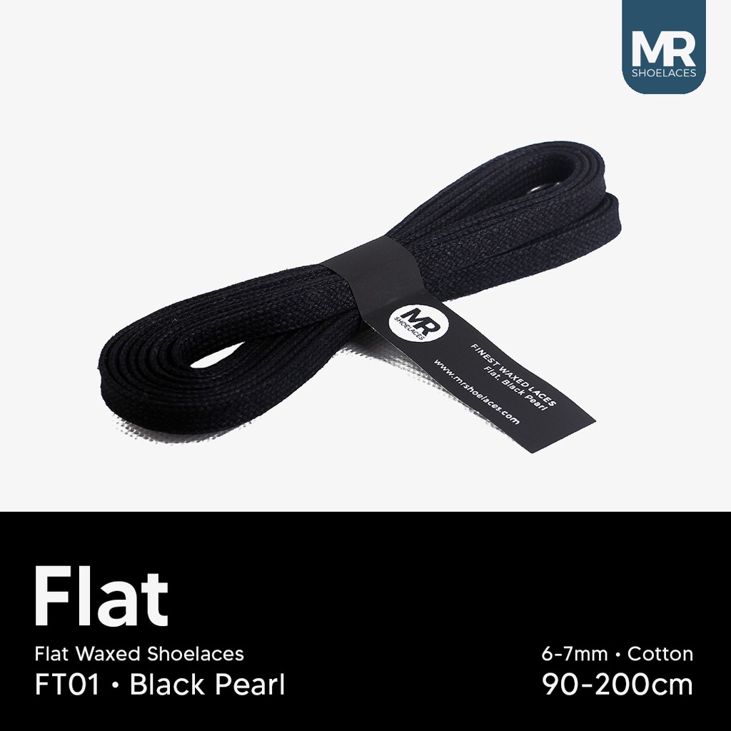 Lilin Mr Shoelaces FT01 Black Pearl - เชือกผูกรองเท้าแว็กซ์ 6-7mm Flat Flat Flat (Waxed Laces) 90cm 120cm 150cm 200cm - เชือกผูกรองเท้าระดับพรีเมียม