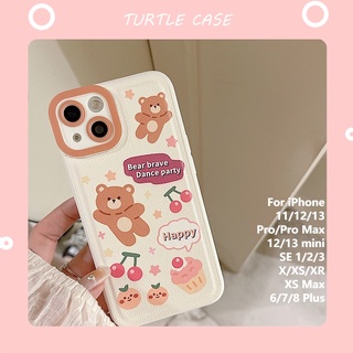 [พร้อมส่ง] เคสโทรศัพท์มือถือหนัง ลายหมี สําหรับ Apple iPhone 14 13 12 11 PROMAX XS XR XSMAX SE2020 6 7 8PLUS MINI