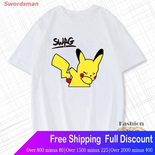 เสื้อยืดยอดนิยม เสื้อยืดคอกลมแขนสั้นพิมพ์ลาย Pikachu Sports T-shirt