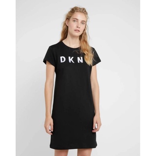 เดรสดำ DKNY :  black logo T shirt dress