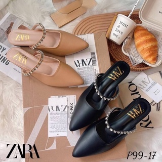 รองเท้าเปิดส้น Zara หัวแหลม