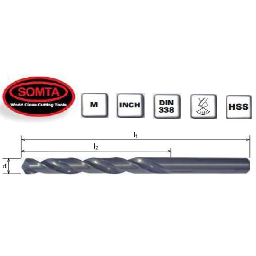 Somta Straight Shank Jobber Drill 9 ~ 10.25 (HSS) DIN 338