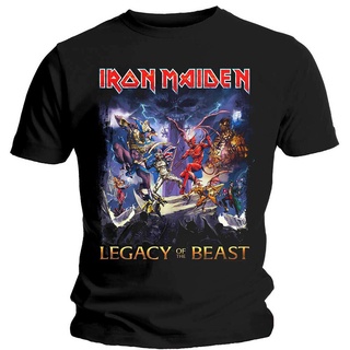 T-shirt เสื้อยืดลําลอง ผ้าฝ้าย 100% แขนสั้น คอกลม พิมพ์ลาย Iron Maiden Legacy Of The Beast Band ทรงหลวม สไตล์วินเทจ ฮารา