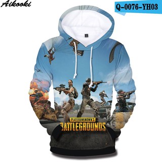 เสื้อกันหนาวมีฮู้ดพิมพ์ลาย 3 D pubg สำหรับผู้ชาย