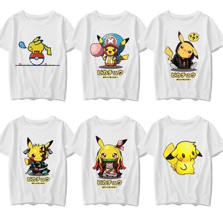 เสื้อยืดแขนสั้น พิมพ์ลายการ์ตูนโปเกม่อน Pikachu สําหรับผู้ชาย และผู้หญิง 8.24