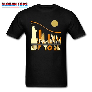 เสื้อยืดโอเวอร์ไซส์เสื้อยืดผ้าฝ้าย พิมพ์ลาย New York City สีดํา สไตล์โมเดิร์น แฟชั่นสําหรับผู้ชายS-3XL