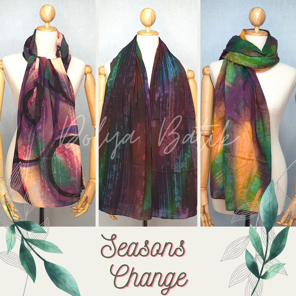 ผ้าพันคอ ผ้าคลุมไหล่ ผ้าบาติก - Seasons Change by Dolya Batik