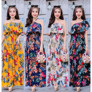 Maxi dress infinity63 ขายดีมากขายดีตลอดกาล แมกซี่เดรสลายดอกไม้สีสดสวยสะดุดตามาแต่ไกล ซัมเมอร์นี้ขายดีคะ