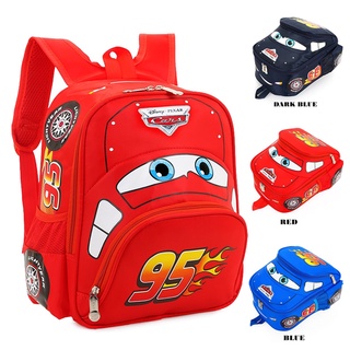 Disney Pixar Lightning McQueen กระเป๋าเป้สะพายหลัง กระเป๋านักเรียน รูปรถยนต์ 3 มิติ สําหรับเด็กอนุบาล