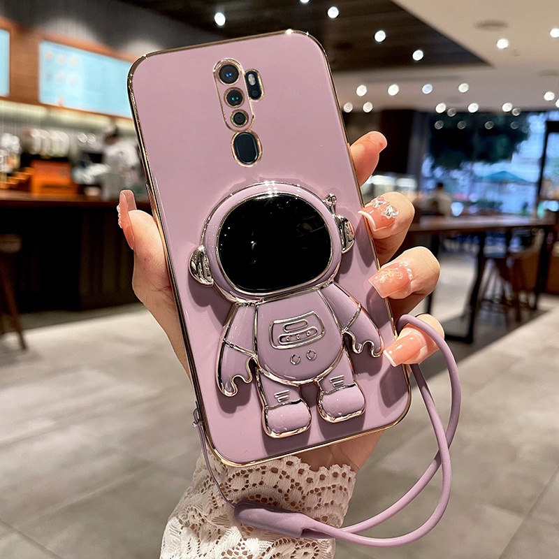 เคสโทรศัพท์สําหรับ OPPO Reno 13 13F 12 12F 11F 11 10 8 7 5 4 8T 8Z 7Z 2F Pro A9 A5 2020 5Gนักบินอวกาศขาตั้งหรูหรากล้องกันกระแทกกันชนกรณีปกหลัง
