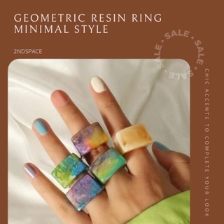 🔥SALE🔥แหวนมินิมอลน่ารักๆสไตล์เกาหลี🌊🌴🐚🏖Mix&amp;Match เที่ยวคาเฟ่ เที่ยวทะเลสวยๆ🌈✨Geometric Resin Rings✨❤️🌷พร้อมส่งทุกสีค่า