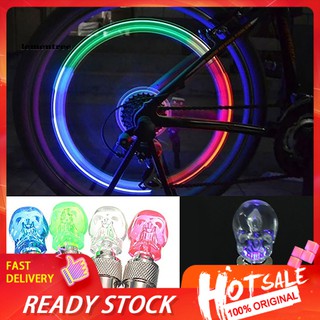 ✾HCYC✾2Pcs Skull Flashing LED Night Valve Cap Lights Wheel Tyre Lamps for Bike Bicycle