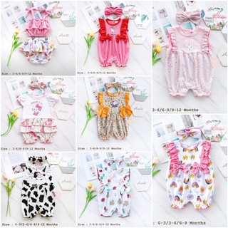 ชุดเด็กผู้หญิง​ รอมเปอร์+คาดผมลายรักน่ารักพร้อมส่ง