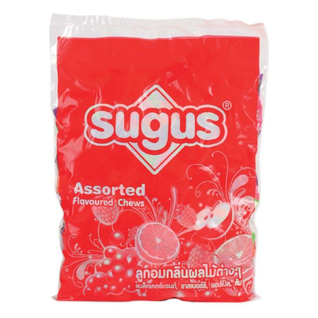 ซูกัส ลูกอม กลิ่นผลไม้ต่างๆ ยกแพ็ค 500เม็ด Sugus Assorted Candy แบล็กเคอร์แรนต์ ราสพ์เบอรรี่ แอปเปิ้