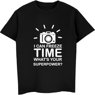 T-shirt  เสื้อยืดแขนสั้น ผ้าฝ้าย 100% พิมพ์ลาย Can FREEZE TIME WHATS YOUR SUPERPOWER สําหรับผู้ชายS-5XL