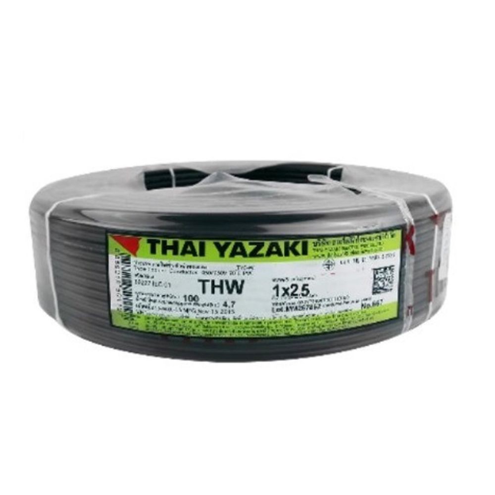 สายไฟ THW IEC01 YAZAKI 1x25ตร.มม. 100 ม. สีดำ