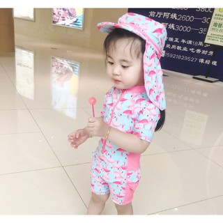 ชุดว่ายน้ำเด็กผู้หญิง 1-3 ขวบ เกรดพรีเมี่ยม  ฟลามิงโก้สวยหวา…