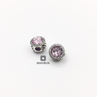 925 Silver Abstract Pink Crystal Charm