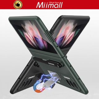 Miimall เคสแม่เหล็ก PC แข็ง กันกระแทก พร้อมช่องใส่ปากกา สําหรับ Samsung Galaxy Z Fold 3 Galaxy Z Fold 3