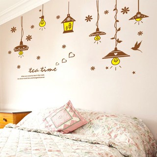 Transparent wall sticker สติ๊กเกอร์ติดผนัง โคมไฟ "Lamp tea time" (กว้าง157cm.xสูง95cm.)