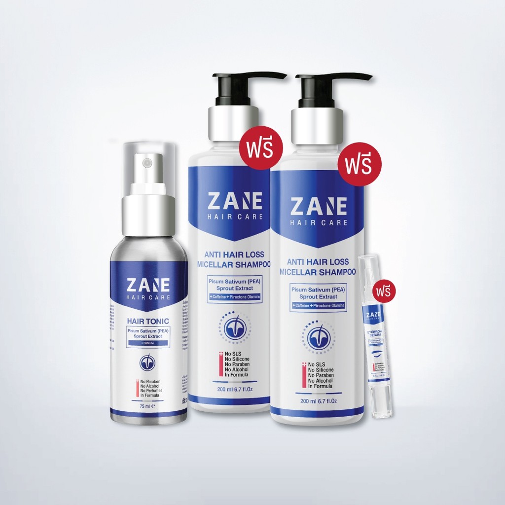 [ซื้อ 1 แถมฟรี 3] Zane Hair Tonic เซน แฮร์ โทนิค (ซื้อ 1 ขวด + แถมฟรี Shampoo 2 ขวด + Zane Eyebrow เ