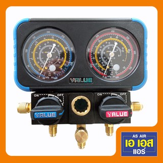 เกจวัดน้ำยาแอร์ Value รุ่น VRM2-B-0401 พร้อมสาย สำหรับน้ำยา R410A R22 R134a