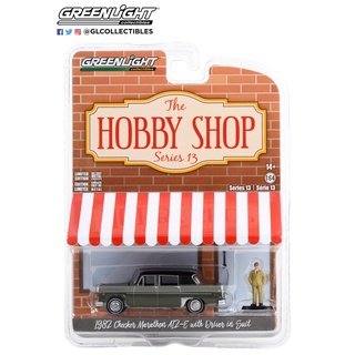 Greenlight 1/64 The Hobby Shop Series 13 1982 Checker Marathon A12-E with Driver in Suit 97130-C