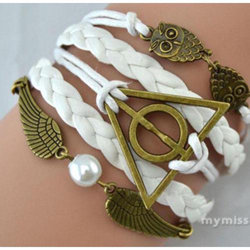 ♛♚♛Popular Fashion Harry Potter Style Deathly Hallows Golden Snitch Owl Bracelets