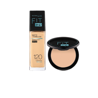 [เซ็ตรองพื้นคุมมันคู่แป้ง]เมย์เบลลีน ฟิตมี Maybelline FIT ME matte+poreless FOUNDATION and POWDER(แป้งตลับ,ครีมรองพื้น)