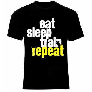 คอลูกเรือพร้อมส่ง เสื้อยืดแขนสั้น ผ้าฝ้าย 100% พิมพ์ลาย Eat Sleep Train Neu หลากสี แฟชั่นฤดูร้อน สําหรับผู้ชาย เล่นกล้าม