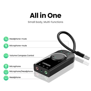 UGREEN ซาวน์การ์ด USB แจ็ค 3.5 มิลลิเมตร สำหรับหูฟัง 15cm cable