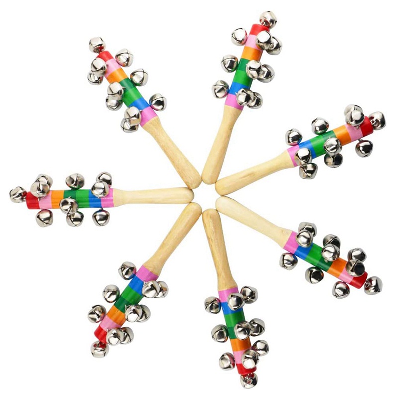 Christmas Bell 2 Pack Christmas Sleigh Bells Rainbow Jingle Bells Instrument Wooden Kids Sleigh