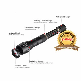 CREE XML T6 LED Zoomable Flashlight Torch 5 Modes ไฟฉาย แรงสูง ซูมได้ พร้อมอุปกรณ์ครบชุด พร้อมถ่านชาร์จ4800mah*