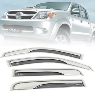 กันสาด กันฝน บังแดด และกันแมลงสีขาว รุ่นโตโยต้า วีโก้ TOYOTA  VIGO ปี 2005-2011 4 ประตู สีขาว