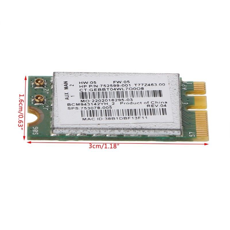 Hot BCM943142Y 802.11b/g/n Bluetooth 4.0 WLAN 150Mbps NGFF Wireless Wifi Card สินค้าใหม่