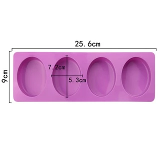 แม่พิมพ์สบู่ ซิลิโคน แม่พิมพ์สบู่ 4 ช่อง 60 กรัม ทรงรี 1ช่อง : 7.2 * 5.3 * 2.4 CM ใช้ทำบล็อก ขนม ซิลิโคน ทนความร้อน