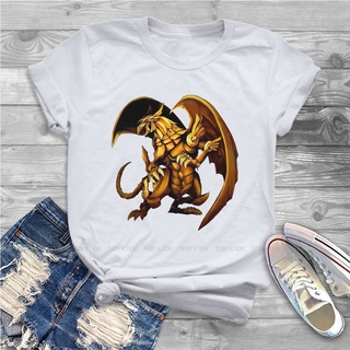 T-shirt  เสื้อยืดแขนสั้นลําลอง โอเวอร์ไซซ์ พิมพ์ลาย the winged dragon of ra cute yu gi oh Notl monsters cards game blusa