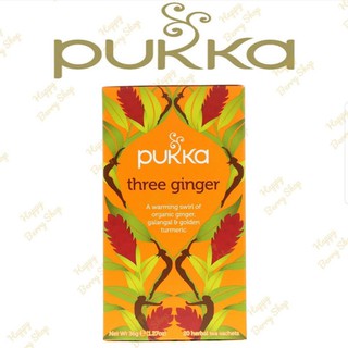 ชา PUKKA Organic Herbal Tea 🍃⭐THREE GINGER⭐🍵 ชาสมุนไพรออแกนิค ชาอังกฤษเพื่อสุขภาพ 1 กล่องมี 20 ซอง