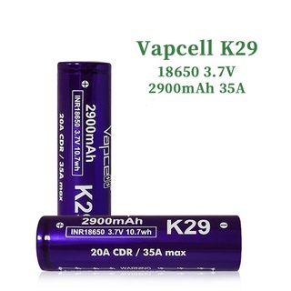 Vapcell K29 INR18650 2900mAh 20A/35A(ได้ถ่าน2ก้อนแถมกระเป๋าใส่ถ่าน)